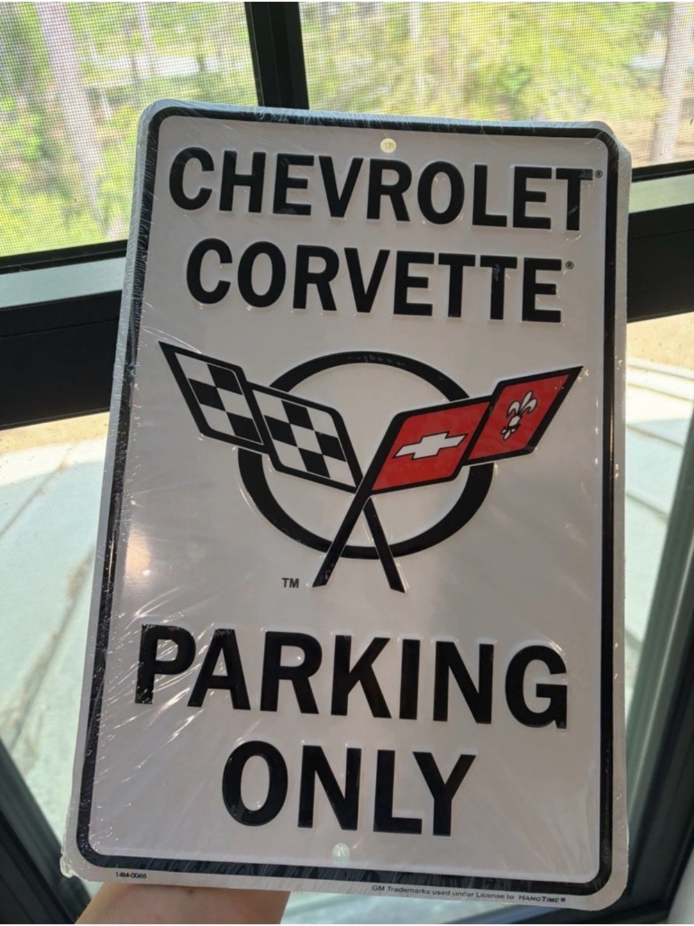 Chevrolet Corvette White Parking Only Metal Sign